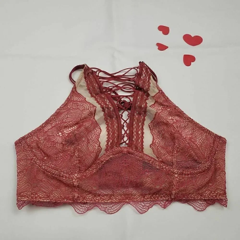 Victoria's Secret Very Sexy Brown Lace Up Racerback Bralette Bra XS NWT